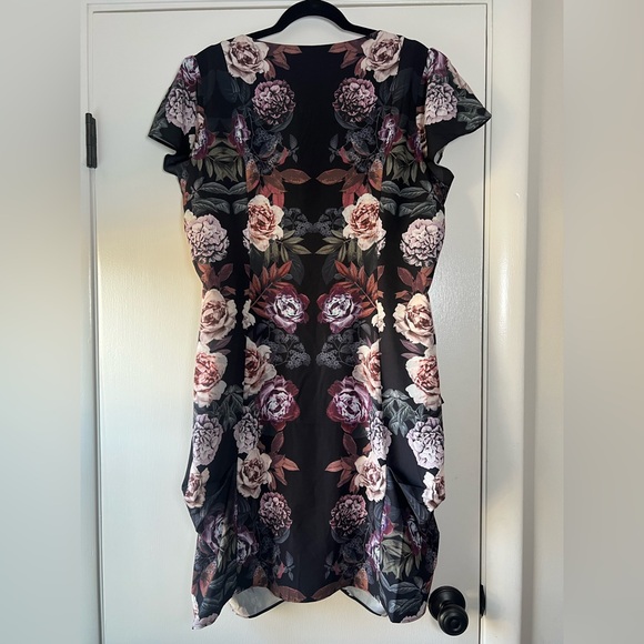 City Chic Zip Front Dress Tunic Highland Mirror Bold Floral Ruched Side Size 16 - Picture 12 of 12